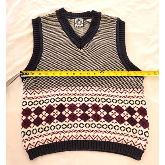 IZOD V-Neck Sweater Vest Size M Golf 100% Cotton Preppy Tennis Purple - Picture 6 of 7